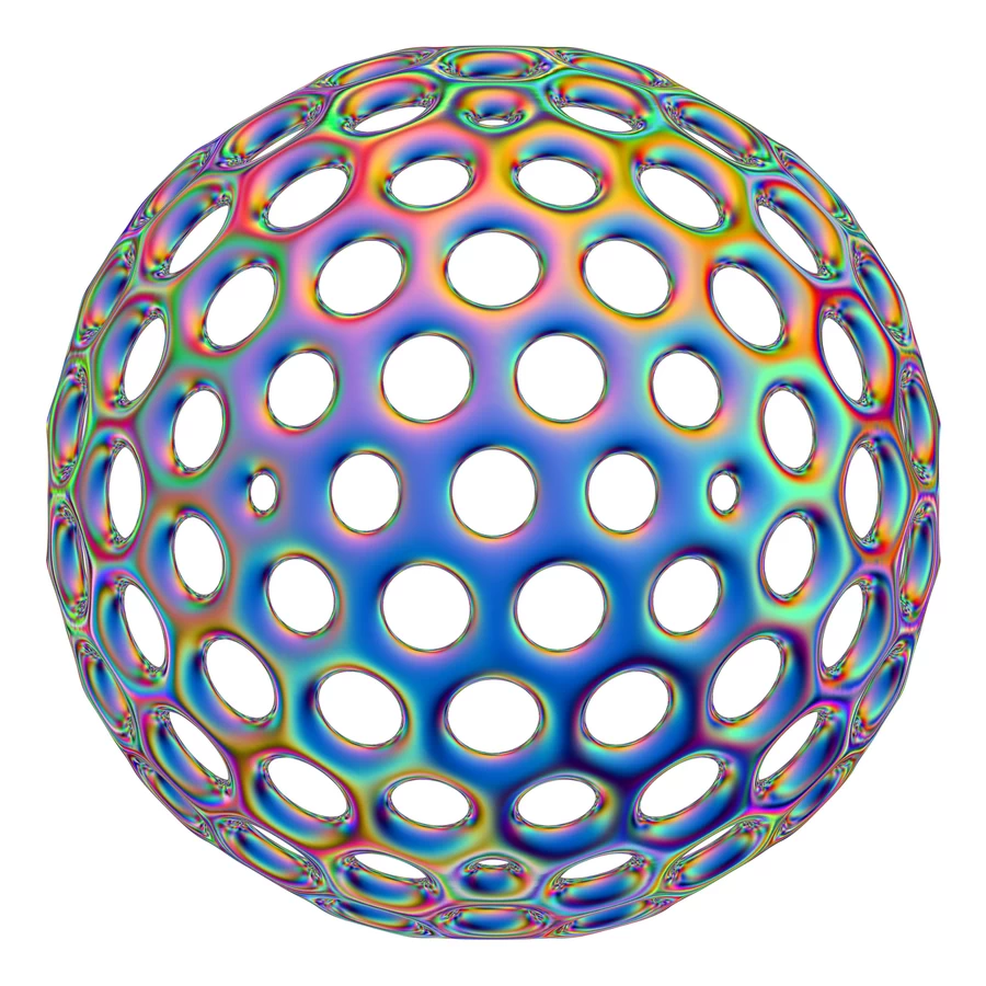 潮流酸性全息金属镭射机能彩虹3D立体几何图形png免抠图片素材【001】